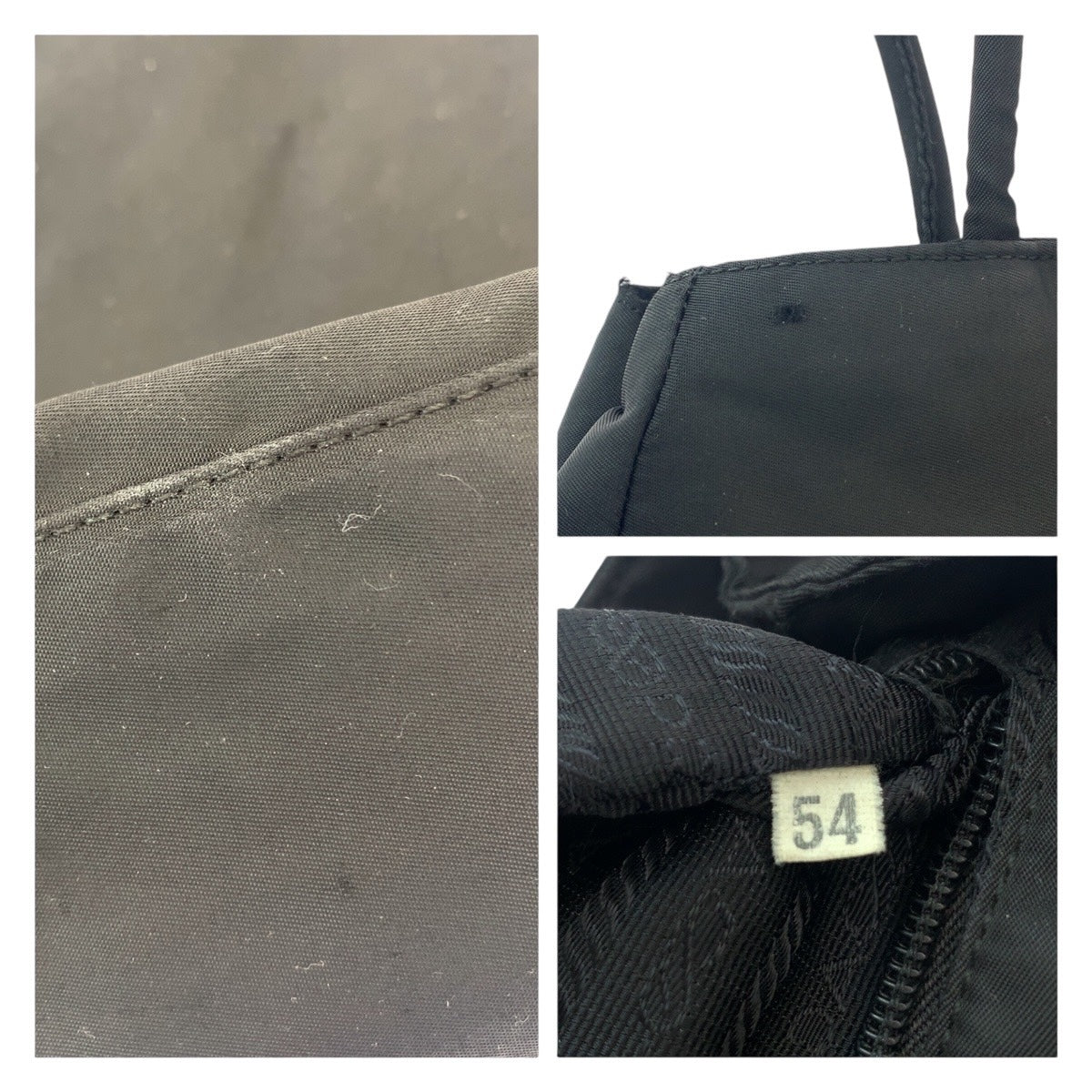 PRADA Tote Bag Nylon Black SilverMetal Tote Bag Shoulder Bag Test Triangle With logo Women Used Authentic