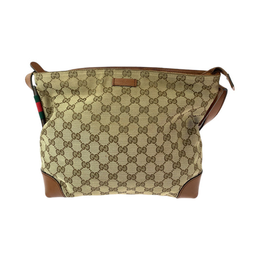 GUCCI Shoulder Bag 337598 GG canvas Brown Silver Metal Shoulder Bag Messenger bag Sherry line Women Used Authentic