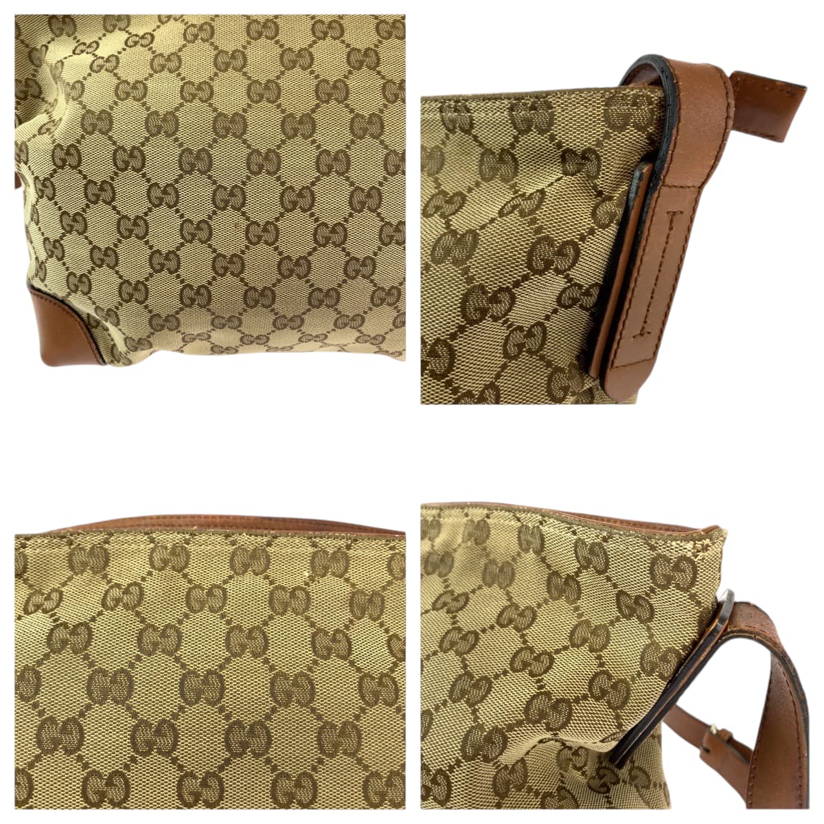 GUCCI Shoulder Bag 337598 GG canvas Brown Silver Metal Shoulder Bag Messenger bag Sherry line Women Used Authentic