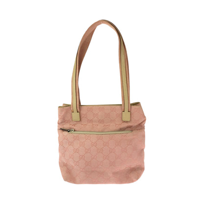 GUCCI Tote Bag 002 1075 GG canvas Pink Beige SilverMetal Tote Bag Shoulder Bag Women Used Authentic