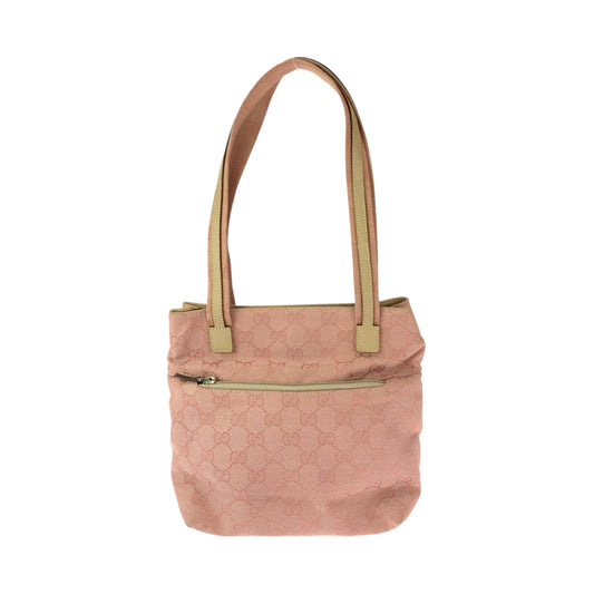 GUCCI Tote Bag 002 1075 GG canvas Pink Beige SilverMetal Tote Bag Shoulder Bag Women Used Authentic