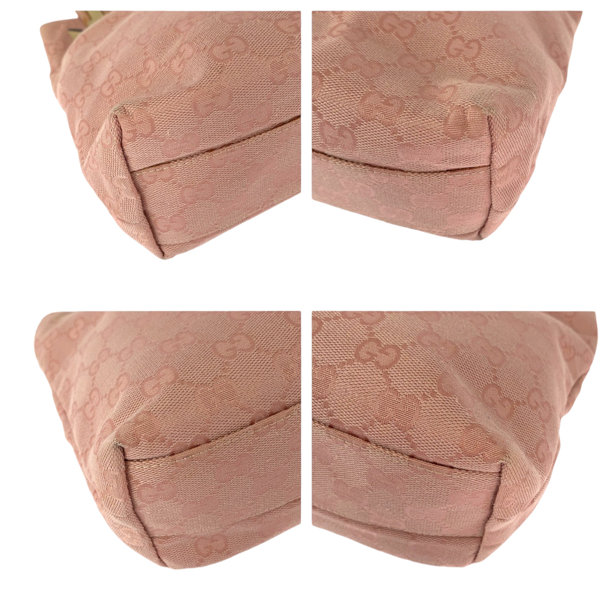 GUCCI Tote Bag 002 1075 GG canvas Pink Beige SilverMetal Tote Bag Shoulder Bag Women Used Authentic