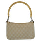 GUCCI Shoulder Bag 001 3870 GG canvas, leather White Beige SilverMetal Shoulder Bag Handbag Accessory Pouch Bamboo Women Used Authentic