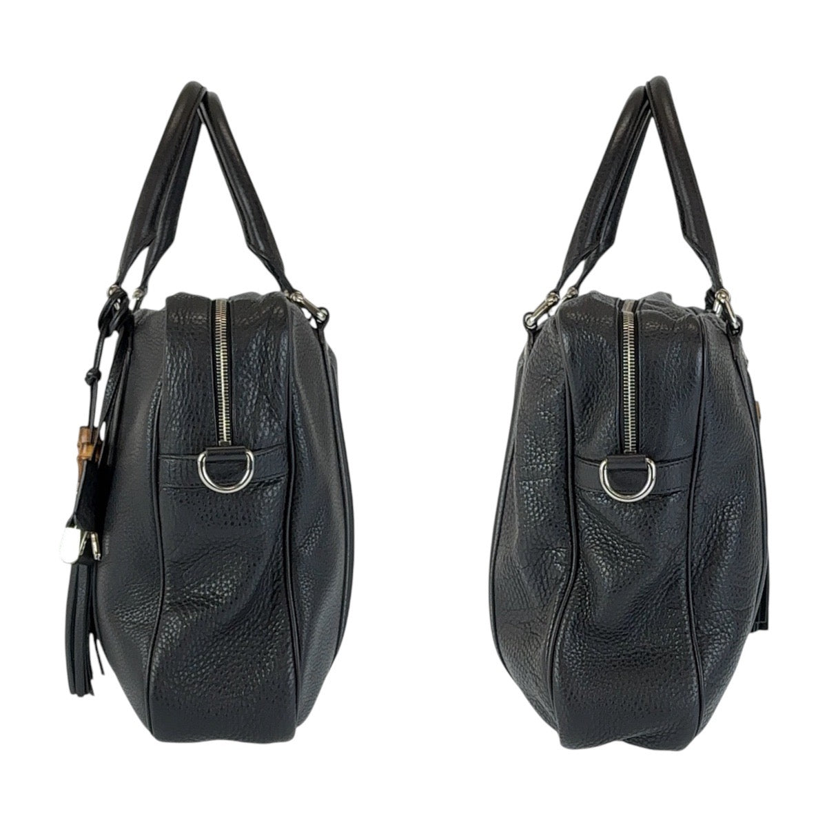 GUCCI Business bag 231850 leather Black SilverMetal Business Bag Briefcase Shoulder Bag 2WAY Bamboo Tassel mens Used Authentic