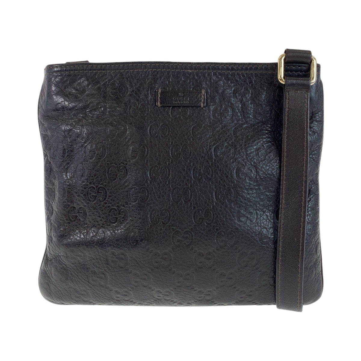 GUCCI Shoulder Bag 201538 leather Brown Gold Metal Crossbody Shoulder Bag Pochette Guccisima mens Used Authentic