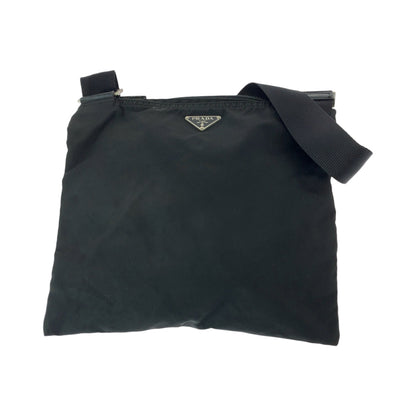 PRADA Shoulder Bag Nylon Black Silver Metal Shoulder Bag pochette Test Triangle With logo Women Used Authentic