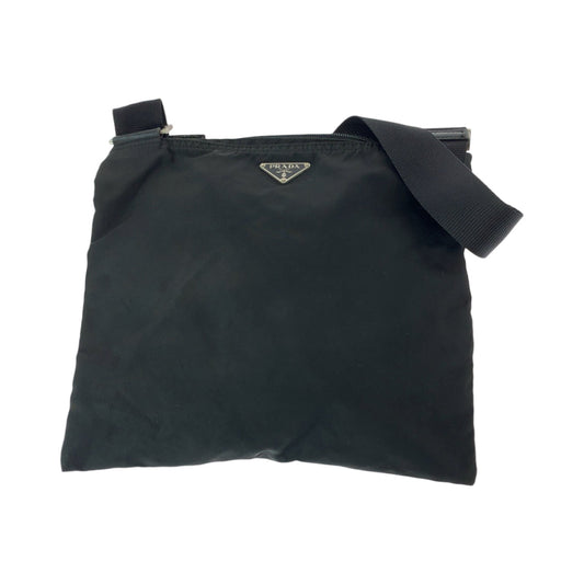 PRADA Shoulder Bag Nylon Black Silver Metal Shoulder Bag pochette Test Triangle With logo Women Used Authentic