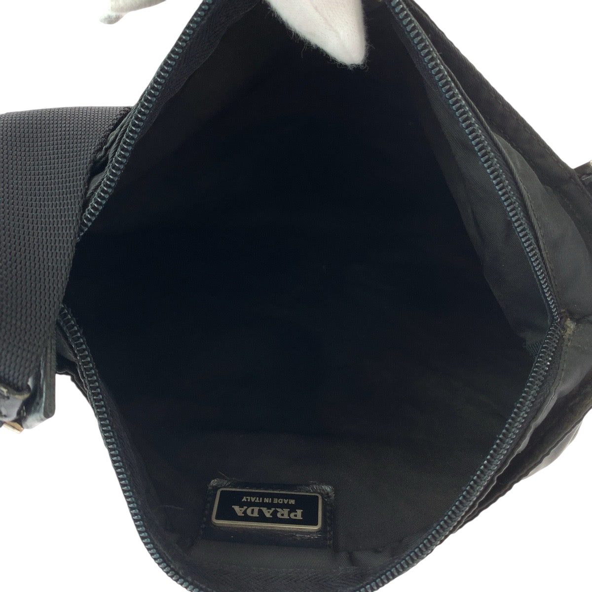 PRADA Shoulder Bag Nylon Black Silver Metal Shoulder Bag pochette Test Triangle With logo Women Used Authentic
