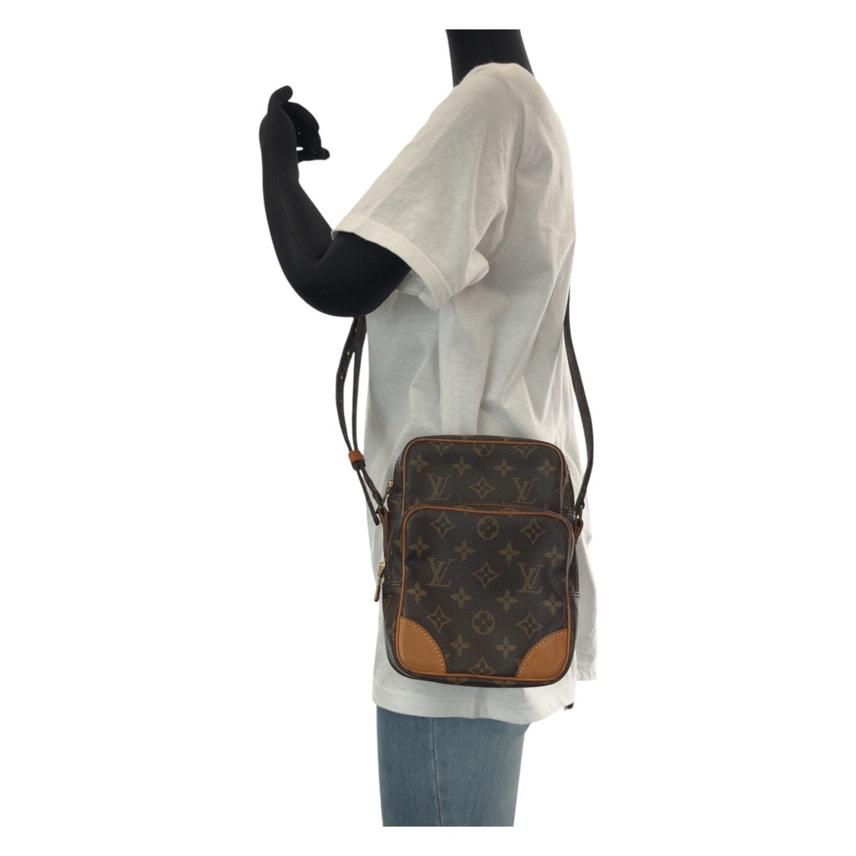 LOUIS VUITTON Shoulder Bag M45236 PVC, Leather Brown Gold Metal Shoulder Bag pochette Monogram Amazone Women Used Authentic