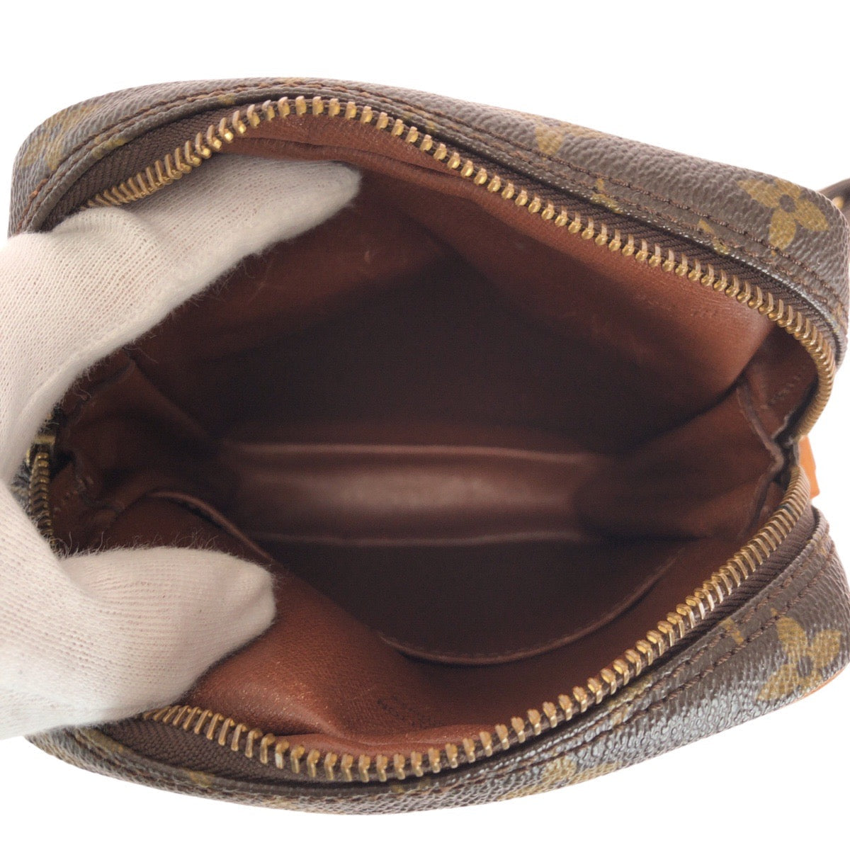 LOUIS VUITTON Shoulder Bag M45236 PVC, Leather Brown Gold Metal Shoulder Bag pochette Monogram Amazone Women Used Authentic