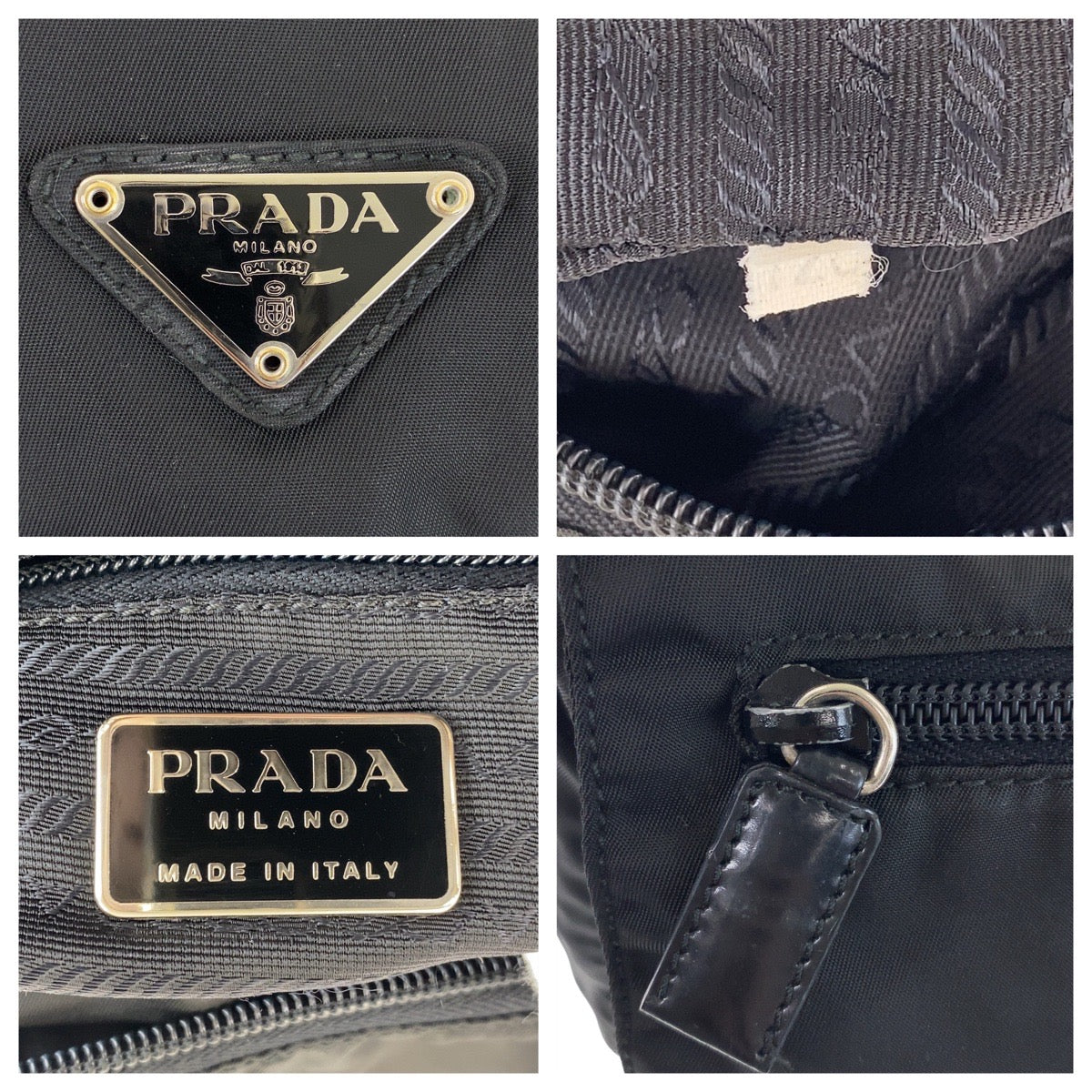 PRADA Shoulder Bag Nylon, Leather Black SilverMetal Crossbody Shoulder Bag Messenger Bag Test Triangle With logo mens Used Authentic