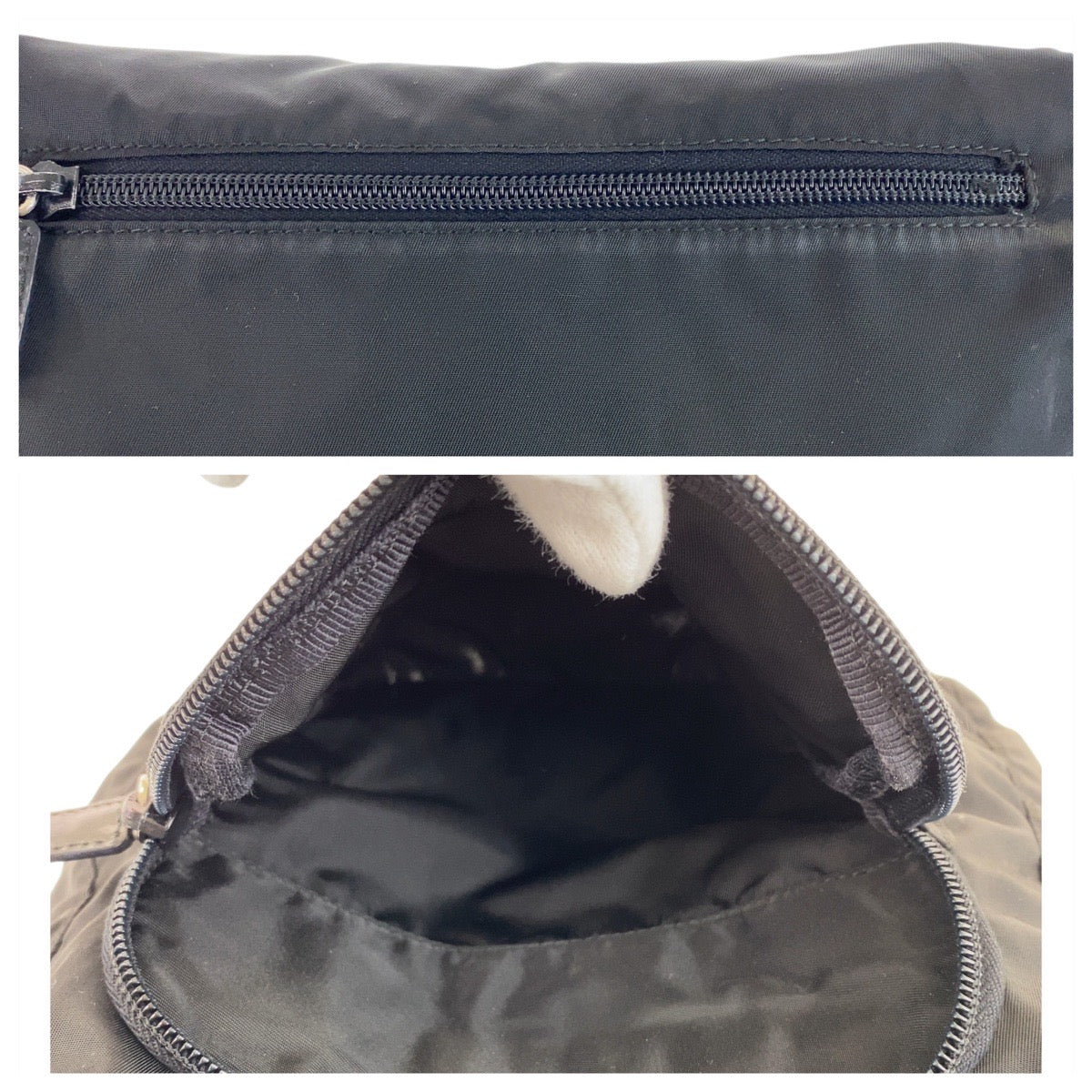PRADA Shoulder Bag Nylon, Leather Black SilverMetal Crossbody Shoulder Bag Messenger Bag Test Triangle With logo mens Used Authentic