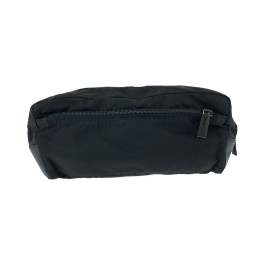 PRADA Clutch bag Nylon Black SilverMetal Clutch bag business bag pouch Test Triangle With logo mens Used Authentic