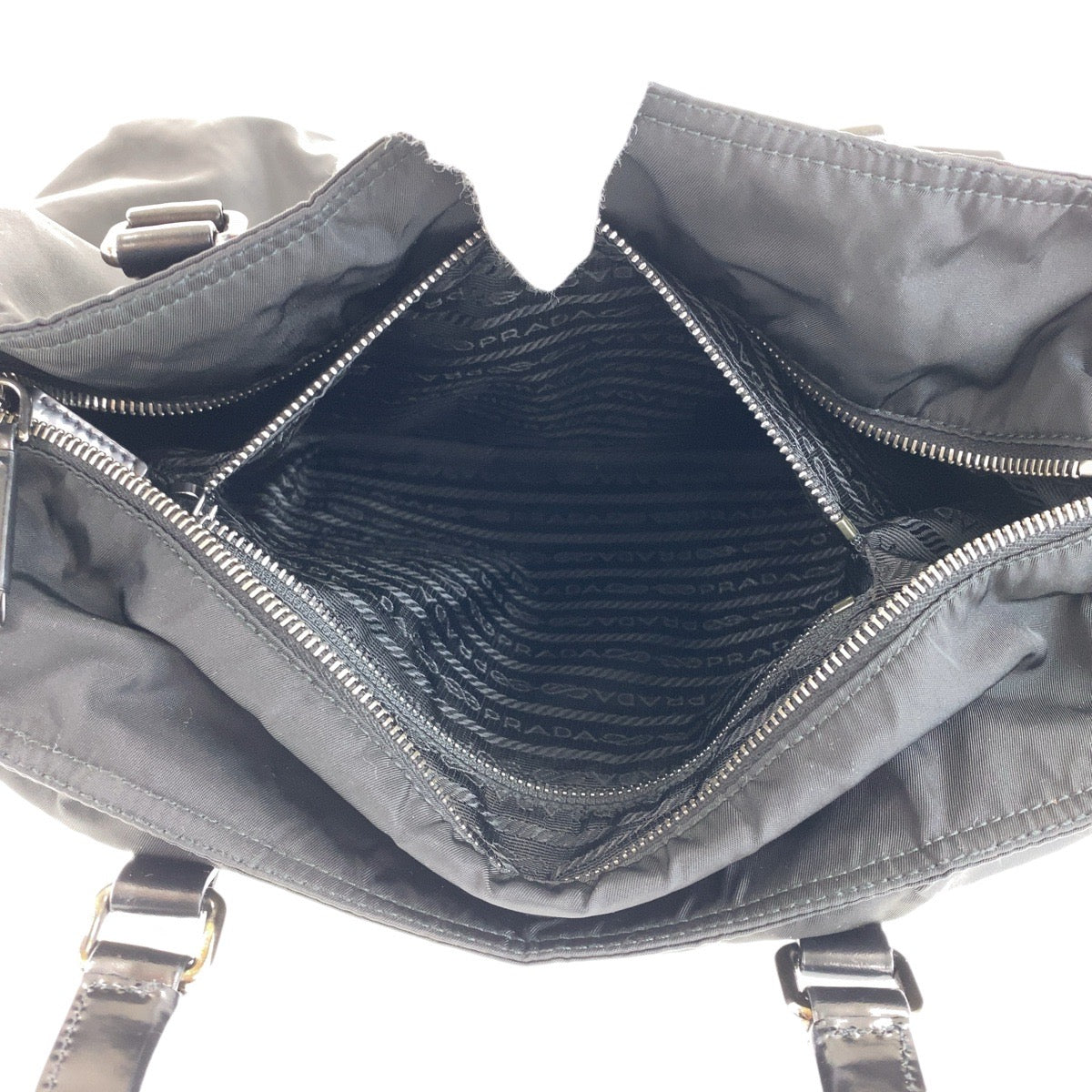 PRADA Business bag Nylon, Leather Black Gunmetal Business bag Briefcase 2way Test Triangle With logo mens Used Authentic