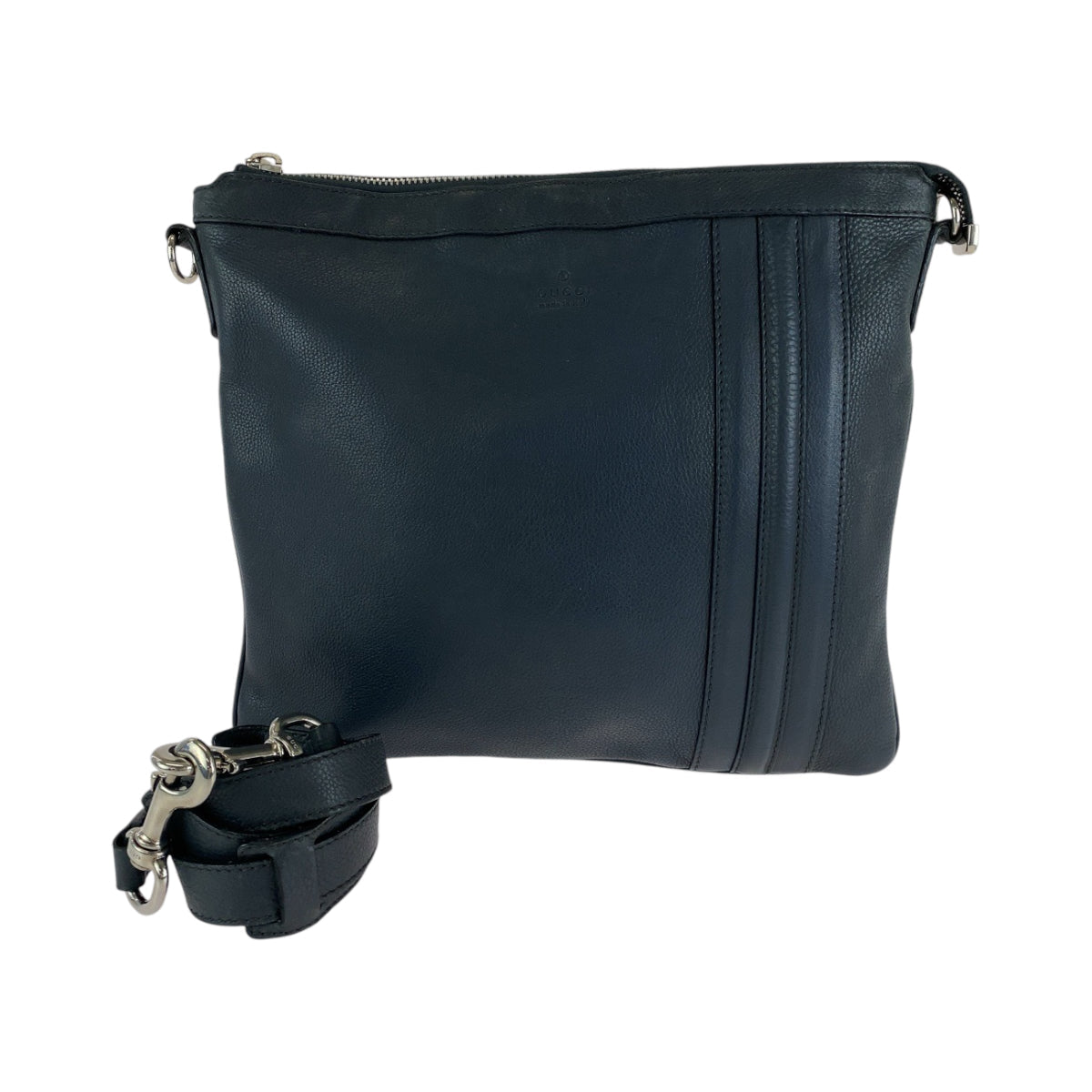 GUCCI Shoulder Bag 233329 leather Dark Grey SilverMetal Shoulder Bag pochette mens Used Authentic
