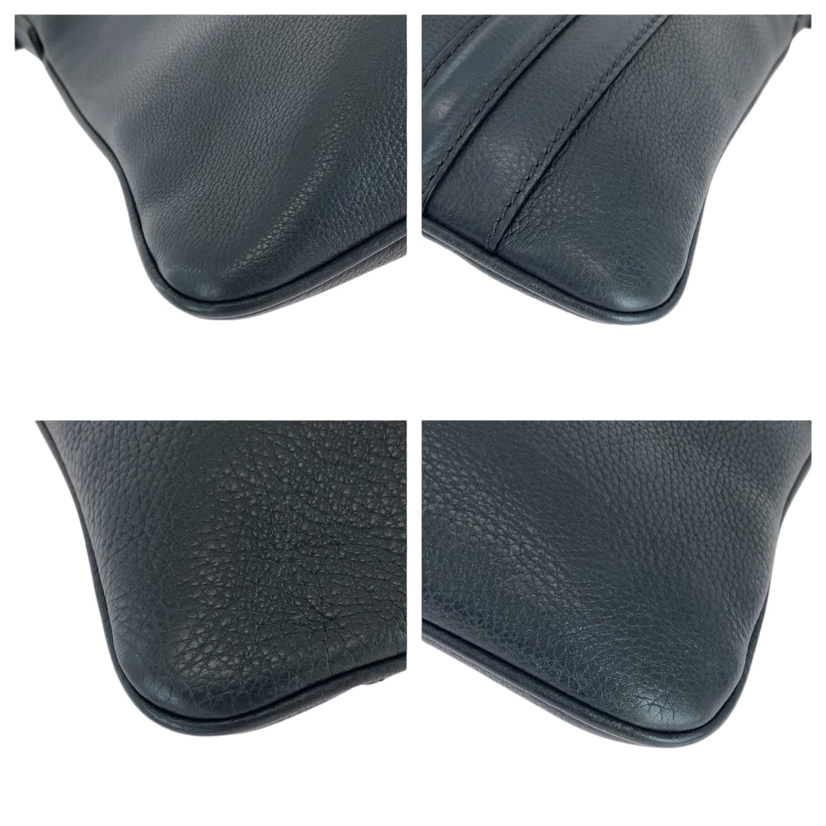 GUCCI Shoulder Bag 233329 leather Dark Grey SilverMetal Shoulder Bag pochette mens Used Authentic