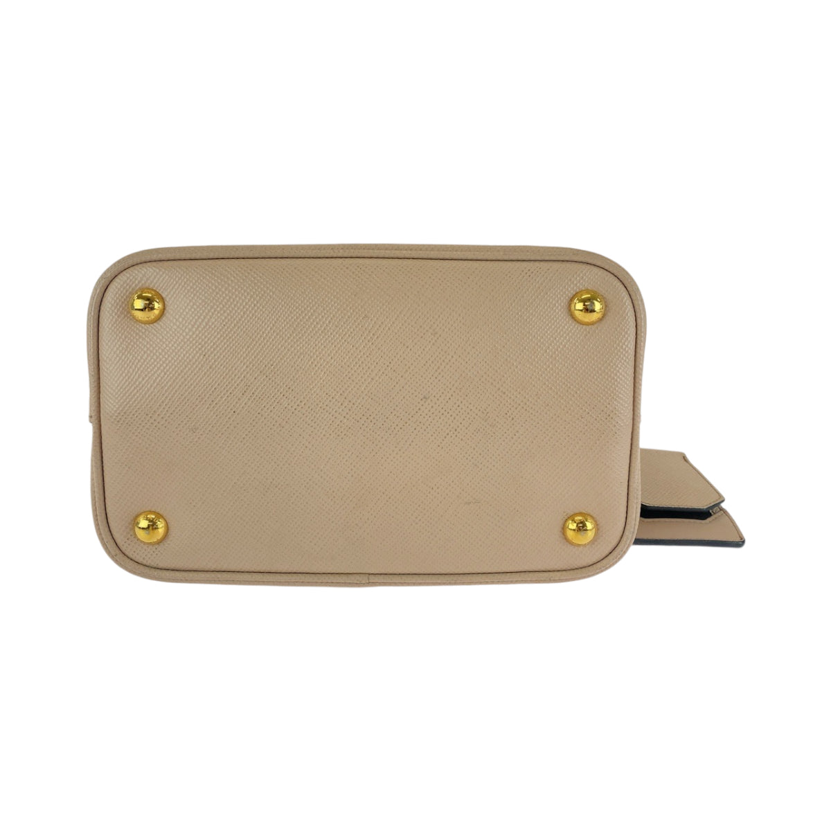 PRADA Handbag 1BA212 leather Pink Beige Gold Metal Handbag Safiano Panniers Women Used Authentic