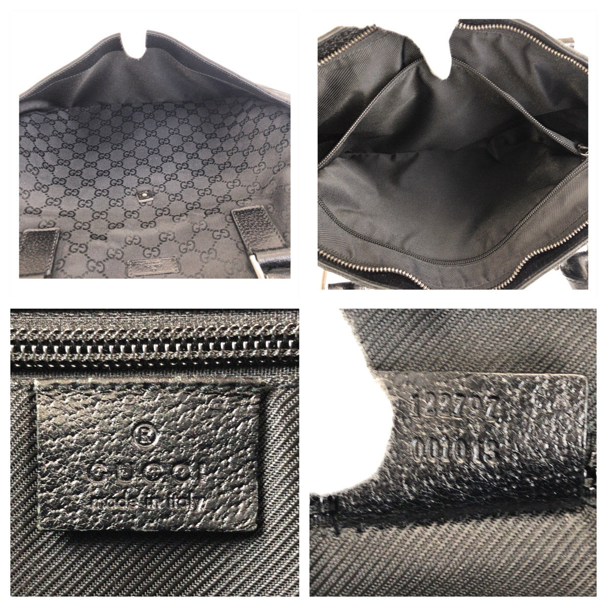 GUCCI Tote Bag 122797 GG canvas, leather Black SilverMetal Tote Bag Shoulder Bag Women Used Authentic