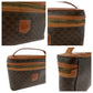 CELINE Handbag M95 PVC Brown Gold Metal Handbag vanity bag Macadam Pattern Women Used Authentic
