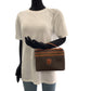 CELINE Handbag M95 PVC Brown Gold Metal Handbag vanity bag Macadam Pattern Women Used Authentic