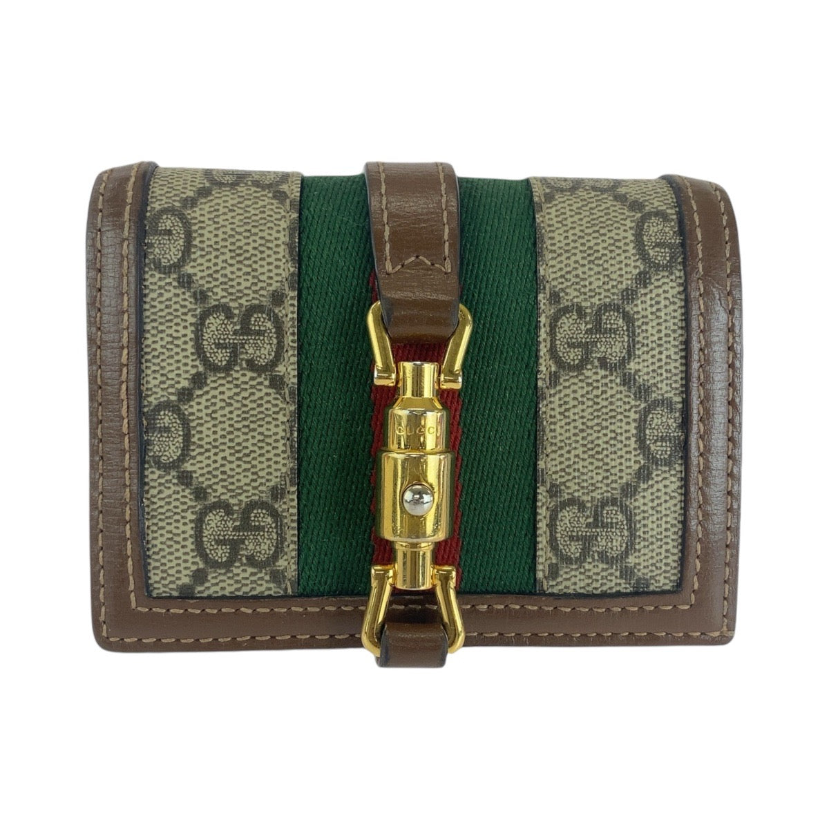 GUCCI Bifold Wallet 645536 GG Supreme canvas, leather Brown multicolor Folding wallet Compact wallet Jackie Women Used Authentic