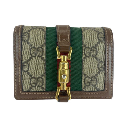 GUCCI Bifold Wallet 645536 GG Supreme canvas, leather Brown multicolor Folding wallet Compact wallet Jackie Women Used Authentic
