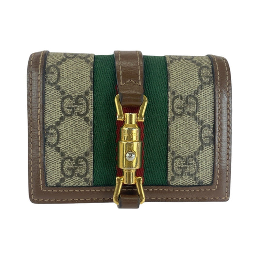 GUCCI Bifold Wallet 645536 GG Supreme canvas, leather Brown multicolor Folding wallet Compact wallet Jackie Women Used Authentic