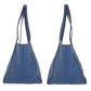 PRADA Tote Bag leather Blue GoldMetal Tote Bag Shoulder Bag Triangle With logo Women Used Authentic