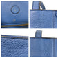 PRADA Tote Bag leather Blue GoldMetal Tote Bag Shoulder Bag Triangle With logo Women Used Authentic