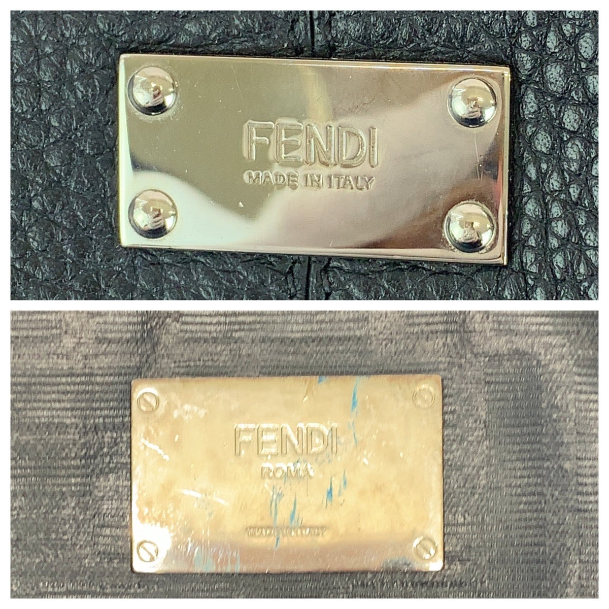 FENDI Business bag 7VA447 leather Black SilverMetal Business bag briefcase Peekaboo x light mens Used Authentic