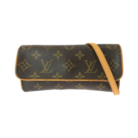 LOUIS VUITTON Shoulder Bag M51854 PVC Brown Gold Metal Shoulder Bag pochette Monogram Pochette Twin PM Women Used Authentic