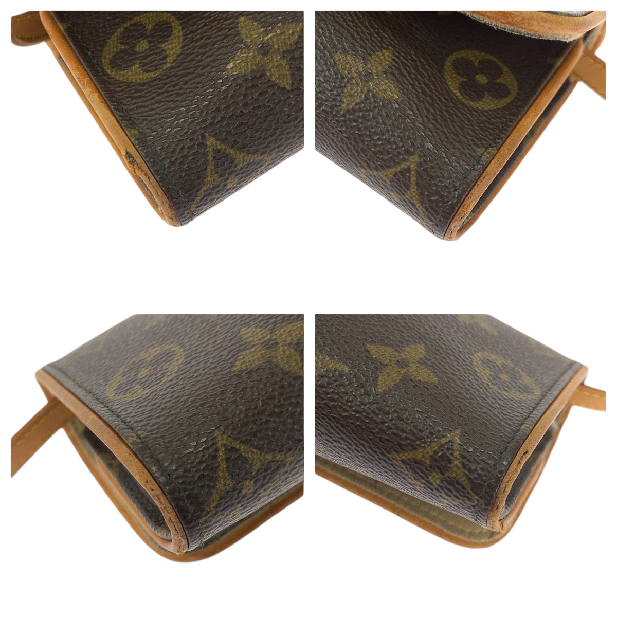 LOUIS VUITTON Shoulder Bag M51854 PVC Brown Gold Metal Shoulder Bag pochette Monogram Pochette Twin PM Women Used Authentic