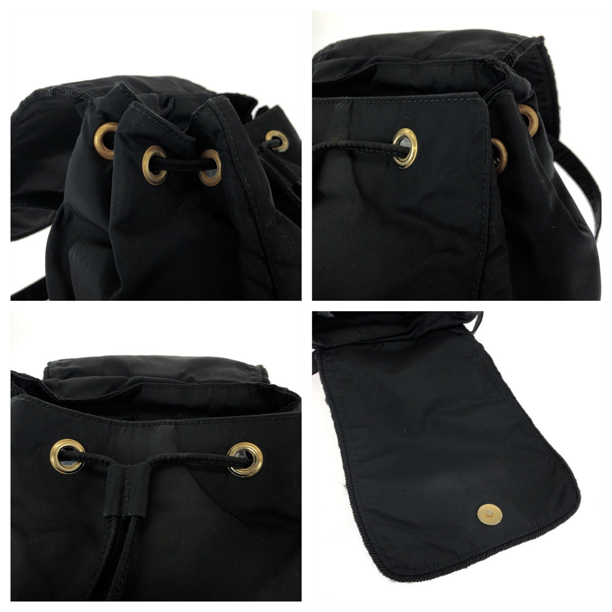 PRADA Backpack Nylon black Backpack Backpack Test embroidery Women Used Authentic