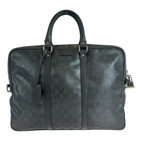 GUCCI Business bag 208463 PVC, Leather Grey SilverMetal Business bag briefcase GG implementation mens Used Authentic