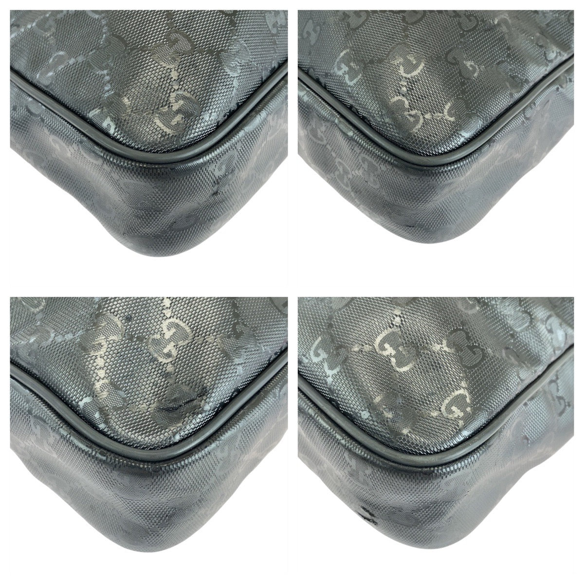 GUCCI Business bag 208463 PVC, Leather Grey SilverMetal Business bag briefcase GG implementation mens Used Authentic
