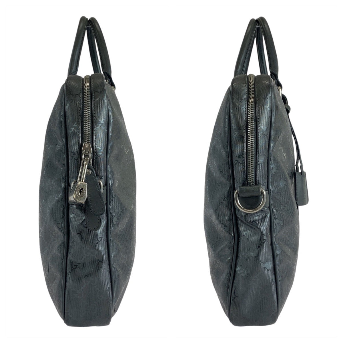 GUCCI Business bag 208463 PVC, Leather Grey SilverMetal Business bag briefcase GG implementation mens Used Authentic