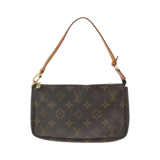 LOUIS VUITTON Handbag M51980 PVC Brown Gold Metal Handbag accessory pouch Monogram Women Used Authentic