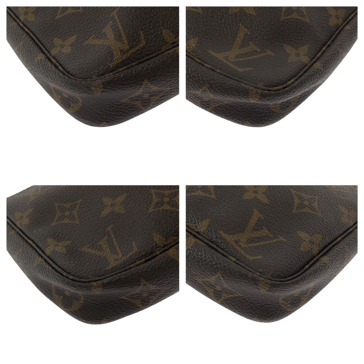 LOUIS VUITTON Handbag M51980 PVC Brown Gold Metal Handbag accessory pouch Monogram Women Used Authentic