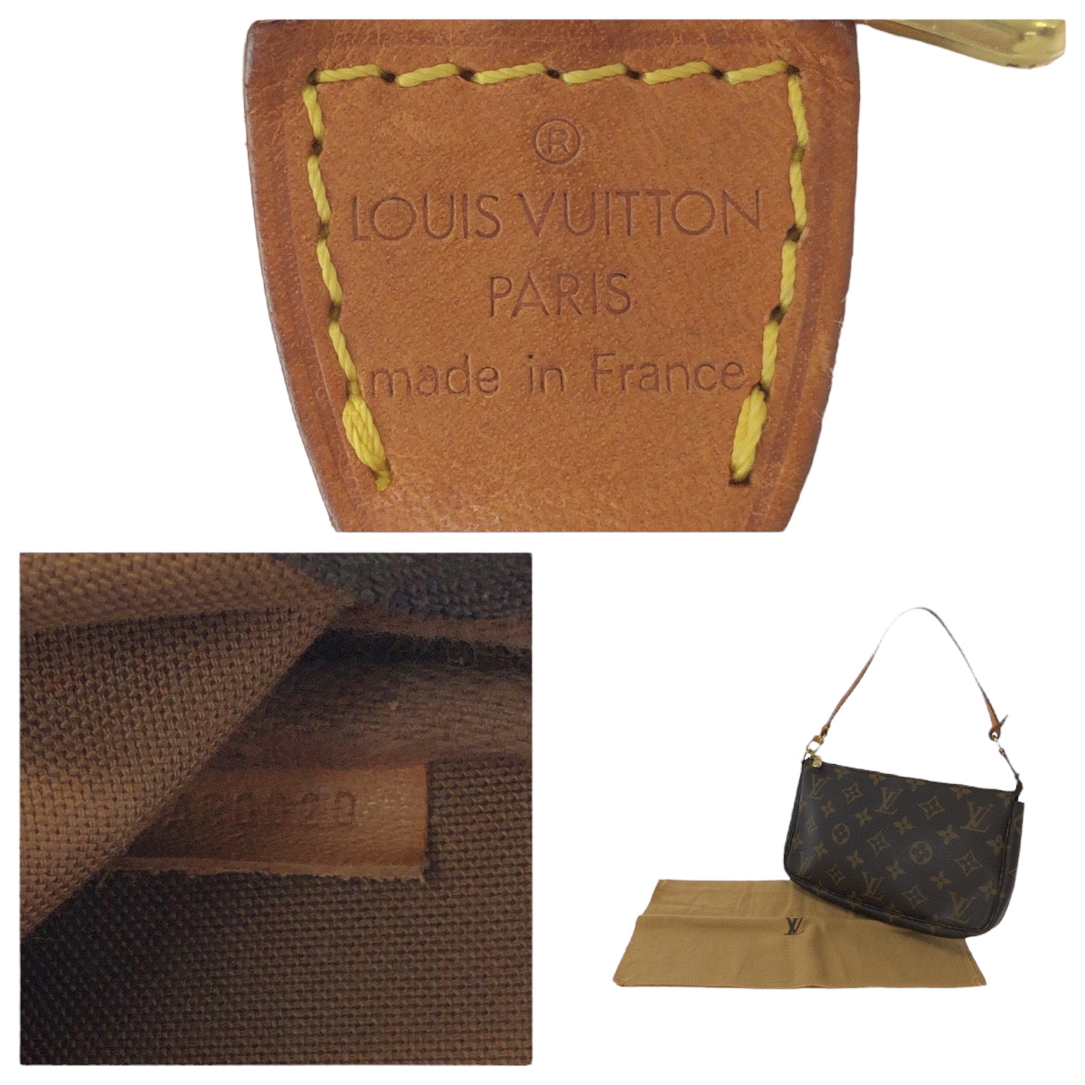 LOUIS VUITTON Handbag M51980 PVC Brown Gold Metal Handbag accessory pouch Monogram Women Used Authentic