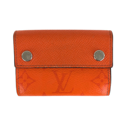LOUIS VUITTON Tri-fold wallet M69245 leather Volcano orange Folding wallet Compact wallet Taiga Lama Monogram Discovery compact wallet Women Used Authentic