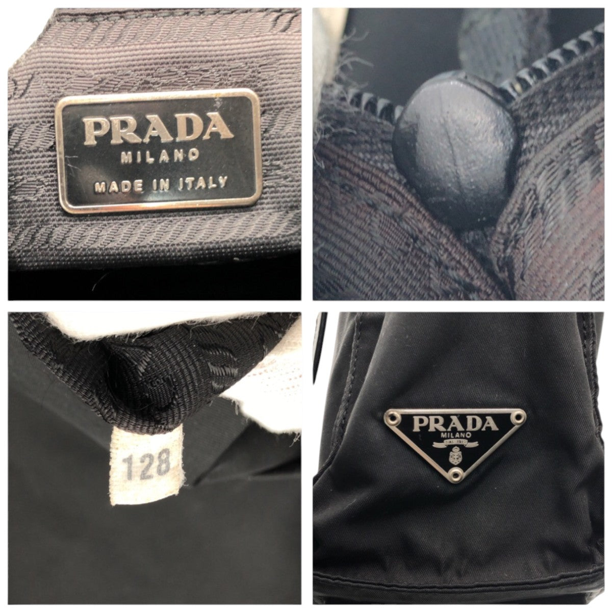 PRADA Tote Bag Nylon Black black Tote Bag Unisex Test Triangular logo Women Used Authentic