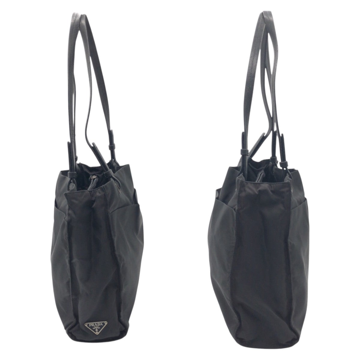 PRADA Tote Bag Nylon Black black Tote Bag Unisex Test Triangular logo Women Used Authentic