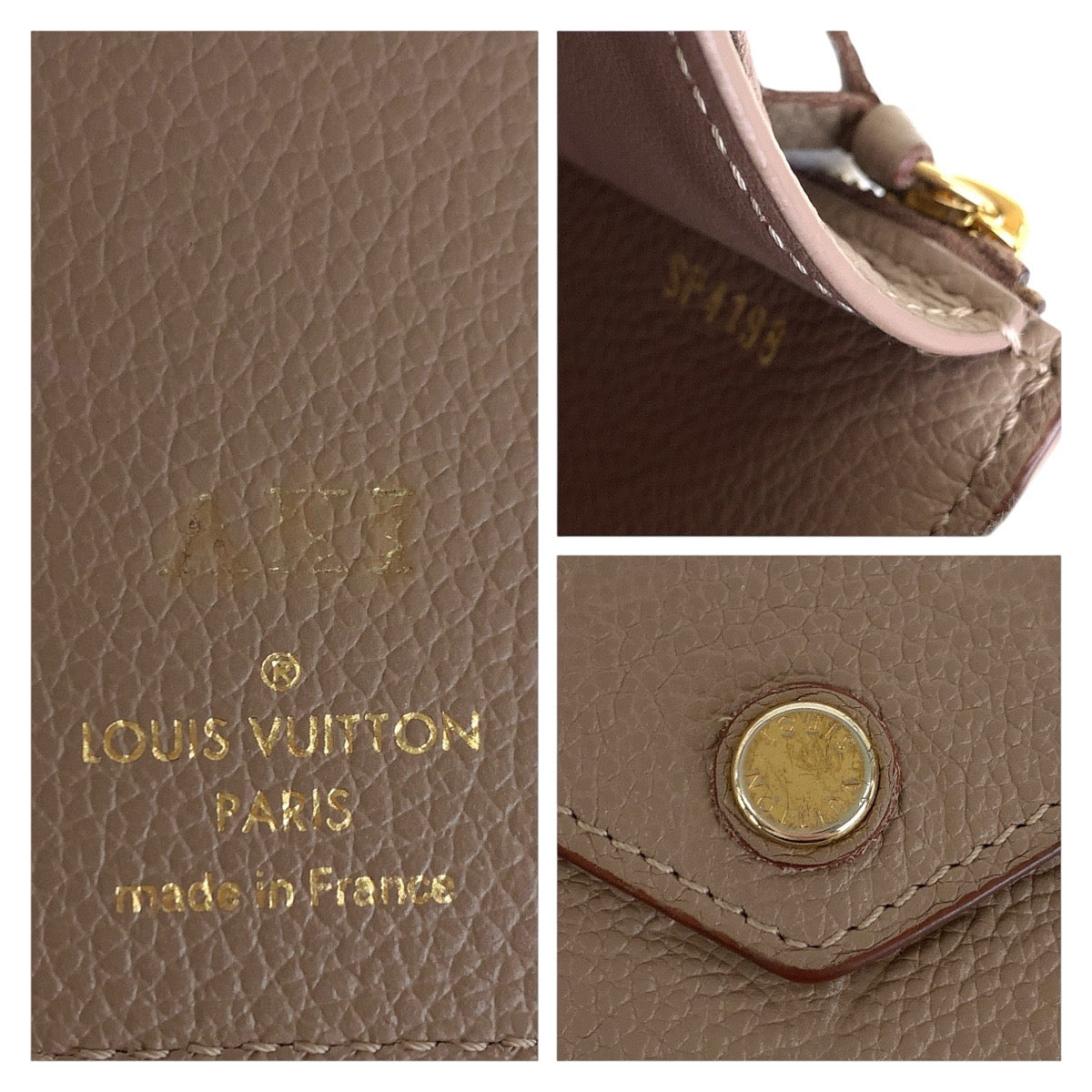 LOUIS VUITTON Tri-fold wallet M63529 leather Beige Greige Gold Metal Folding wallet Compact wallet Monogram Unplant Portefeuille Victorine Women Used Authentic