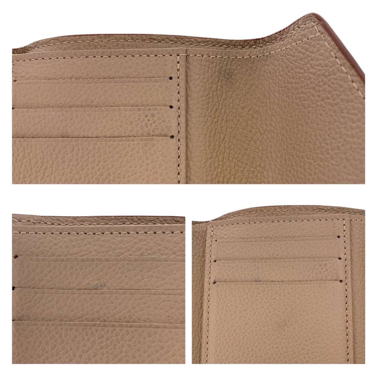 LOUIS VUITTON Tri-fold wallet M63529 leather Beige Greige Gold Metal Folding wallet Compact wallet Monogram Unplant Portefeuille Victorine Women Used Authentic