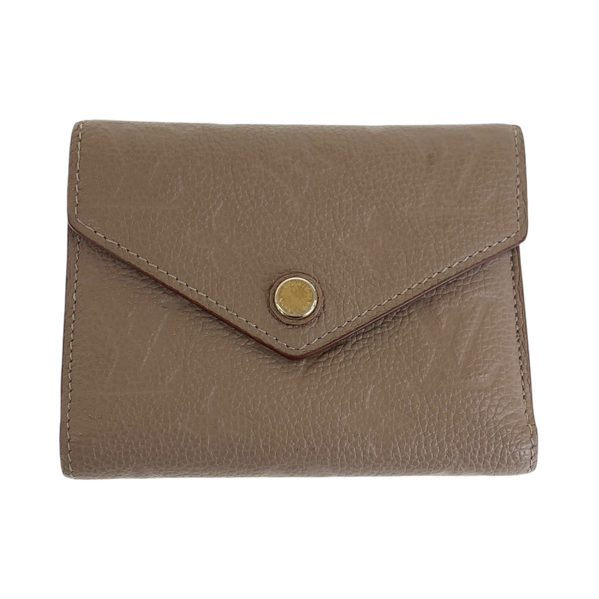 LOUIS VUITTON Tri-fold wallet M63529 leather Beige Greige Gold Metal Folding wallet Compact wallet Monogram Unplant Portefeuille Victorine Women Used Authentic