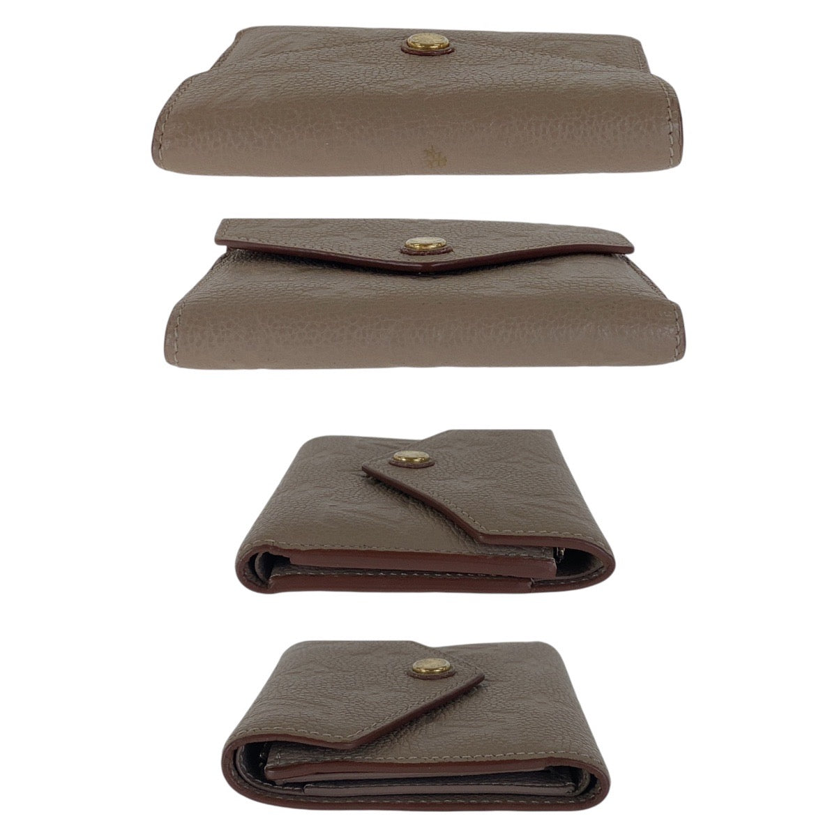 LOUIS VUITTON Tri-fold wallet M63529 leather Beige Greige Gold Metal Folding wallet Compact wallet Monogram Unplant Portefeuille Victorine Women Used Authentic