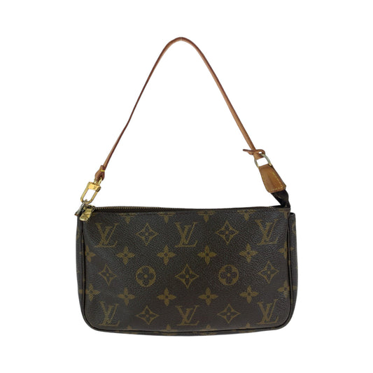 LOUIS VUITTON Handbag M51980 PVC Brown Gold Metal Handbag accessory pouch Monogram Women Used Authentic