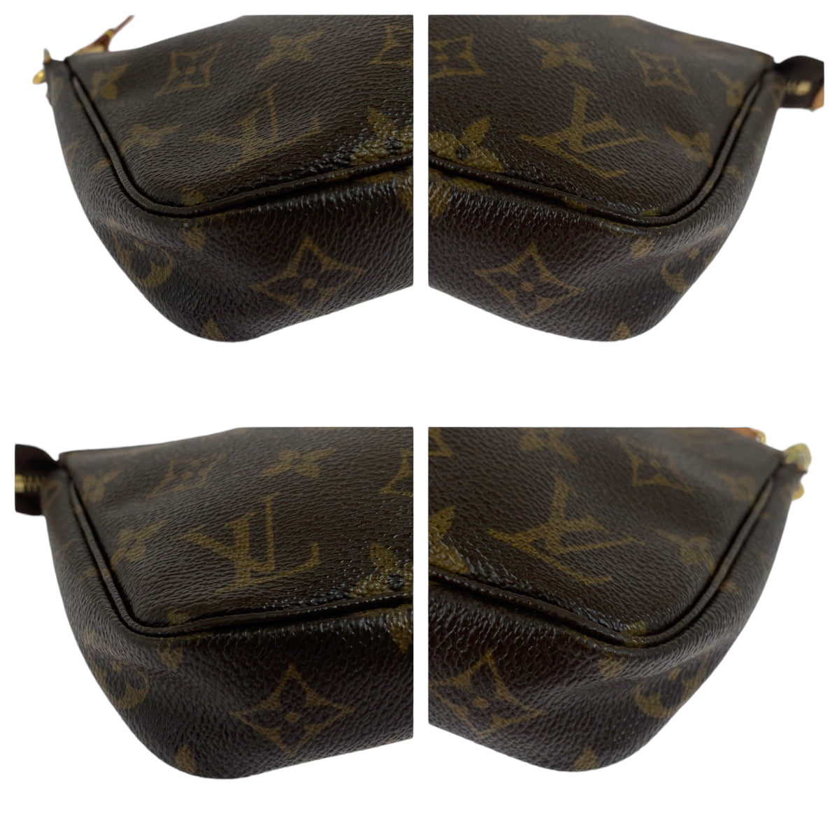 LOUIS VUITTON Handbag M51980 PVC Brown Gold Metal Handbag accessory pouch Monogram Women Used Authentic