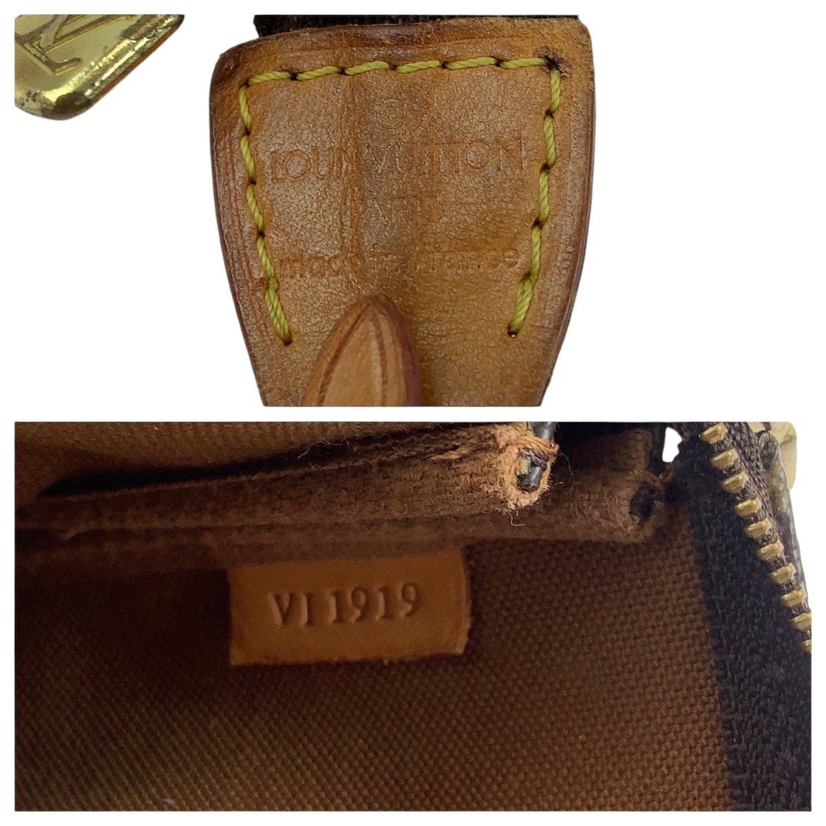LOUIS VUITTON Handbag M51980 PVC Brown Gold Metal Handbag accessory pouch Monogram Women Used Authentic