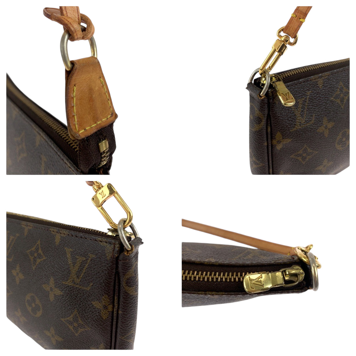 LOUIS VUITTON Handbag M51980 PVC Brown Gold Metal Handbag accessory pouch Monogram Women Used Authentic